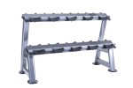 5 pair, 2 tier dumbbell rack with saddles, oval, Grey