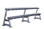 12 pair, 2 tier dumbbell rack with saddles, oval, Grey