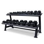 10 Pair, 2 Tier Hexagonal Dumbbell Rack with Trays