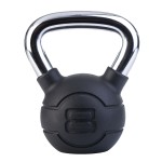 8kg Black rubber kettlebell with chrome handle (each)
