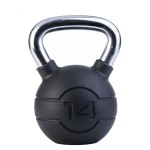 14kg Black rubber kettlebell with chrome handle (each)