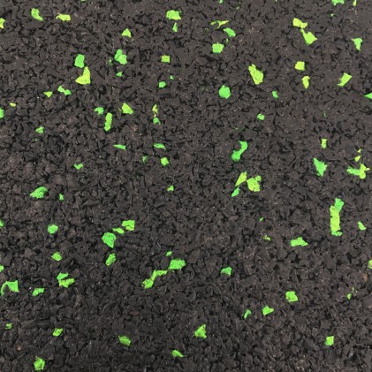 Activ Flooring 15mm Fleck - Black Corner with green fleck 50cm x 50cm x 15mm