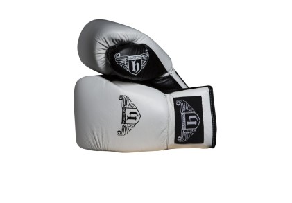 Hatton Pro Sparring Leather Lace Up Glove (pair) White 16oz