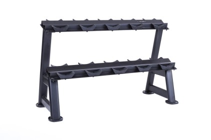 5 pair, 2 tier dumbbell rack with saddles, Black