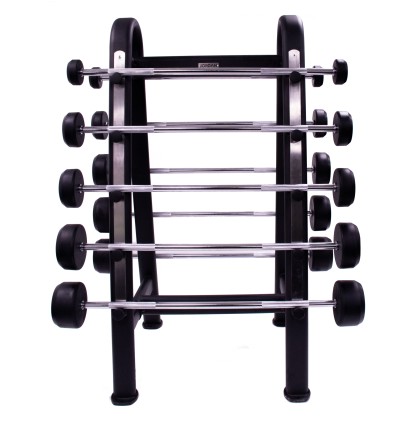 Barbell Rack (Oval Frame) Silver - Holds 10, Black