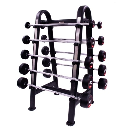 Barbell Rack (Oval Frame) Silver - Holds 10, Black