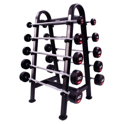 Barbell Rack (Oval Frame) Silver - Holds 10, Grey