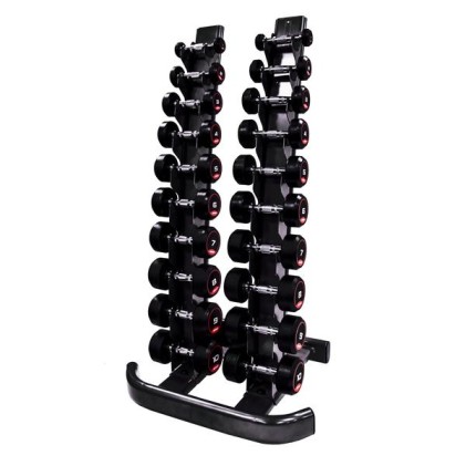 10 pair Vertical Rack - 2-20kg dumbbells (oval frame), Black