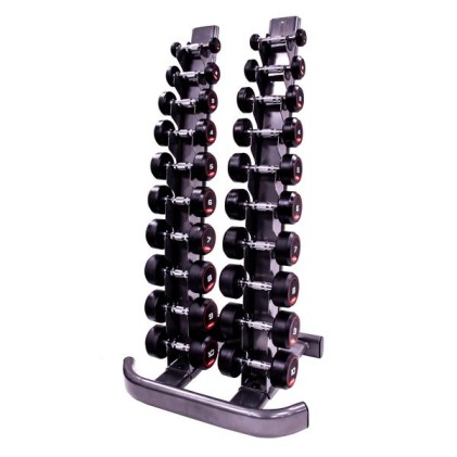 10 pair Vertical Rack - 1-10kg dumbbells (oval frame), Grey