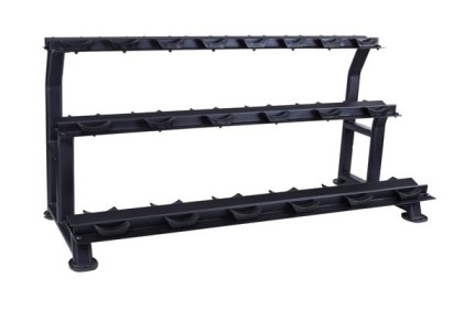 10 pair, 3 tier dumbbell rack with saddles, oval, Black