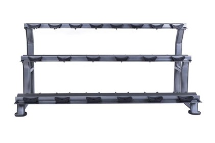 10 pair, 3 tier dumbbell rack with saddles, oval, Grey