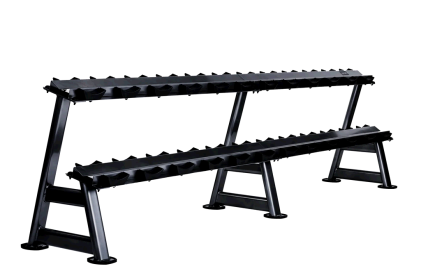 12 pair, 2 tier dumbbell rack with saddles, oval, Black