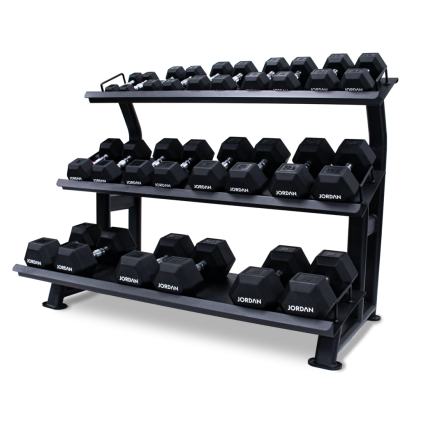 12 Pair, 3 Tier Hexagonal Dumbbell Rack With Trays