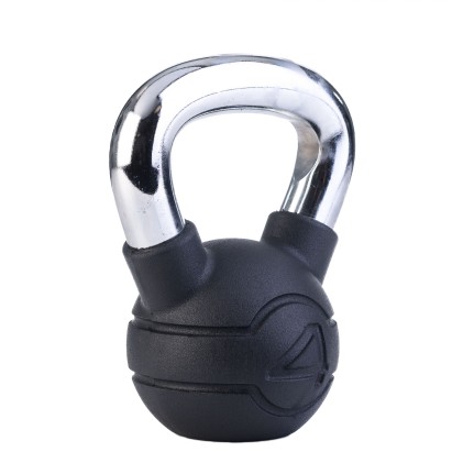 4kg Black rubber kettlebell with chrome handle (each)