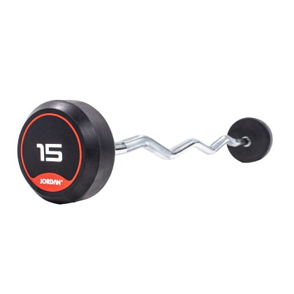 10 - 45kg Classic Rubber Barbell with curl bar (5kg increments/ 10 Bars)