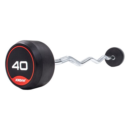 10 - 45kg Classic Rubber Barbell with curl bar (5kg increments/ 10 Bars)