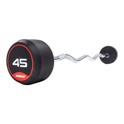 10 - 45kg Classic Rubber Barbell with curl bar (5kg increments/ 10 Bars)