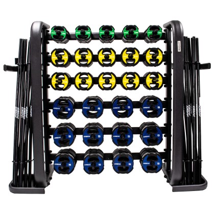 30 x Ignite V2 Urethane Studio Barbell sets and black rack - Colour coded